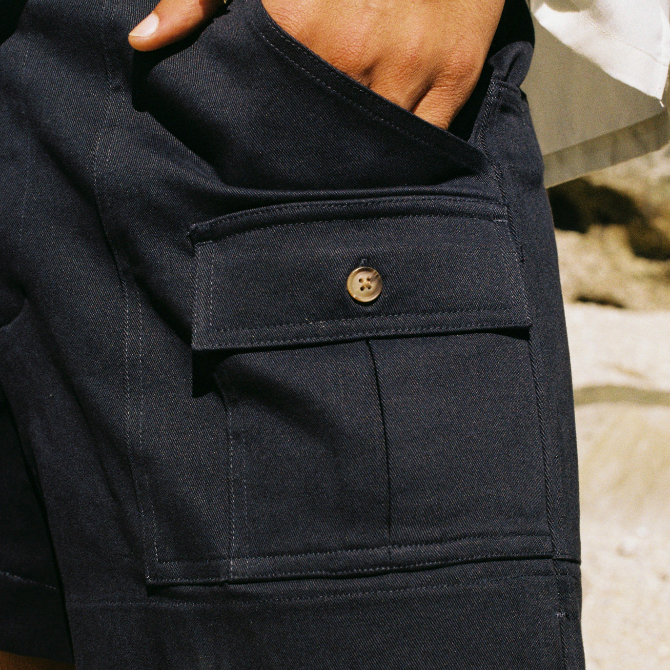 close up of hand in pocket 