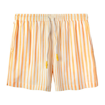 A pair of shorts with yellow and white stripes