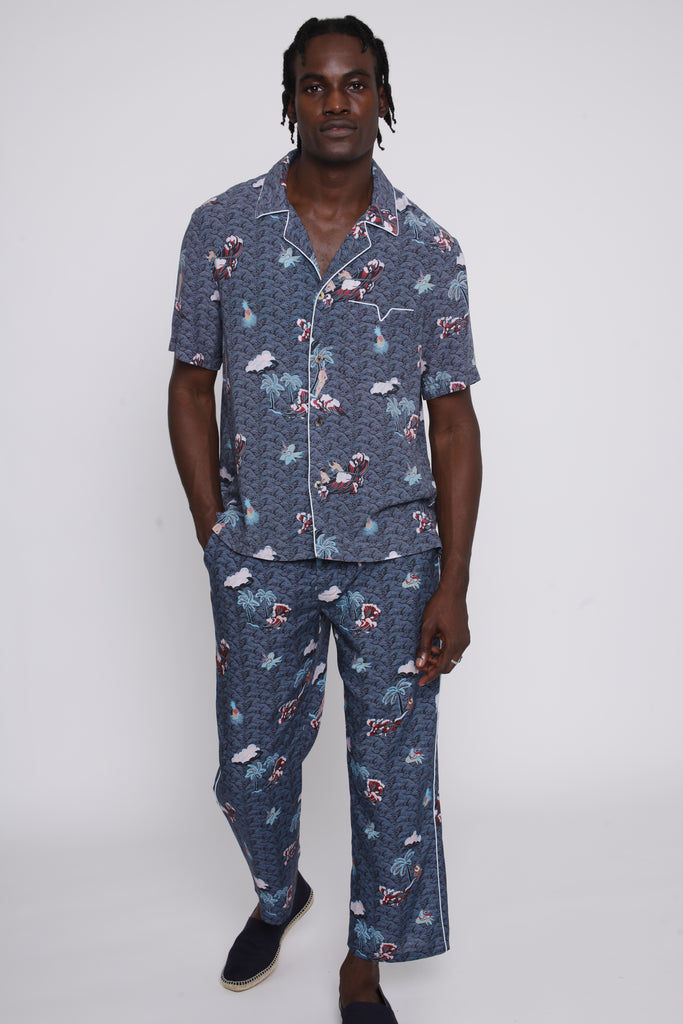 Male model wearing the full matching playa of eden set with pants