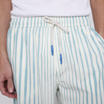 Close up of swim trunks on male model