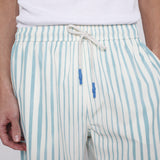 Close up of swim trunks on male model