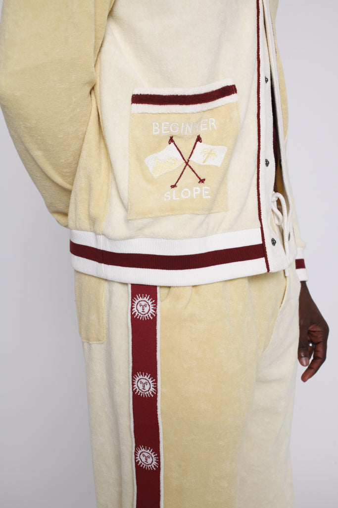 Close up of beginner slope embroidered pocket on cabana shirts