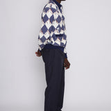 male model side view in cabana