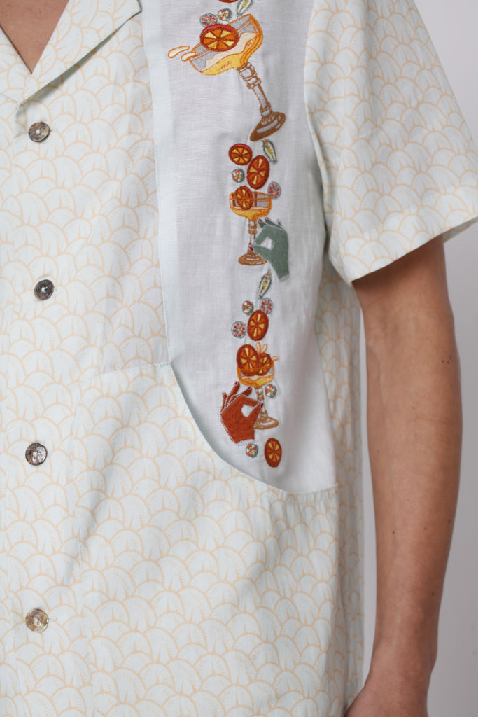 close up of cocktail embroidery