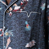 close up view of pocket with light blue piping