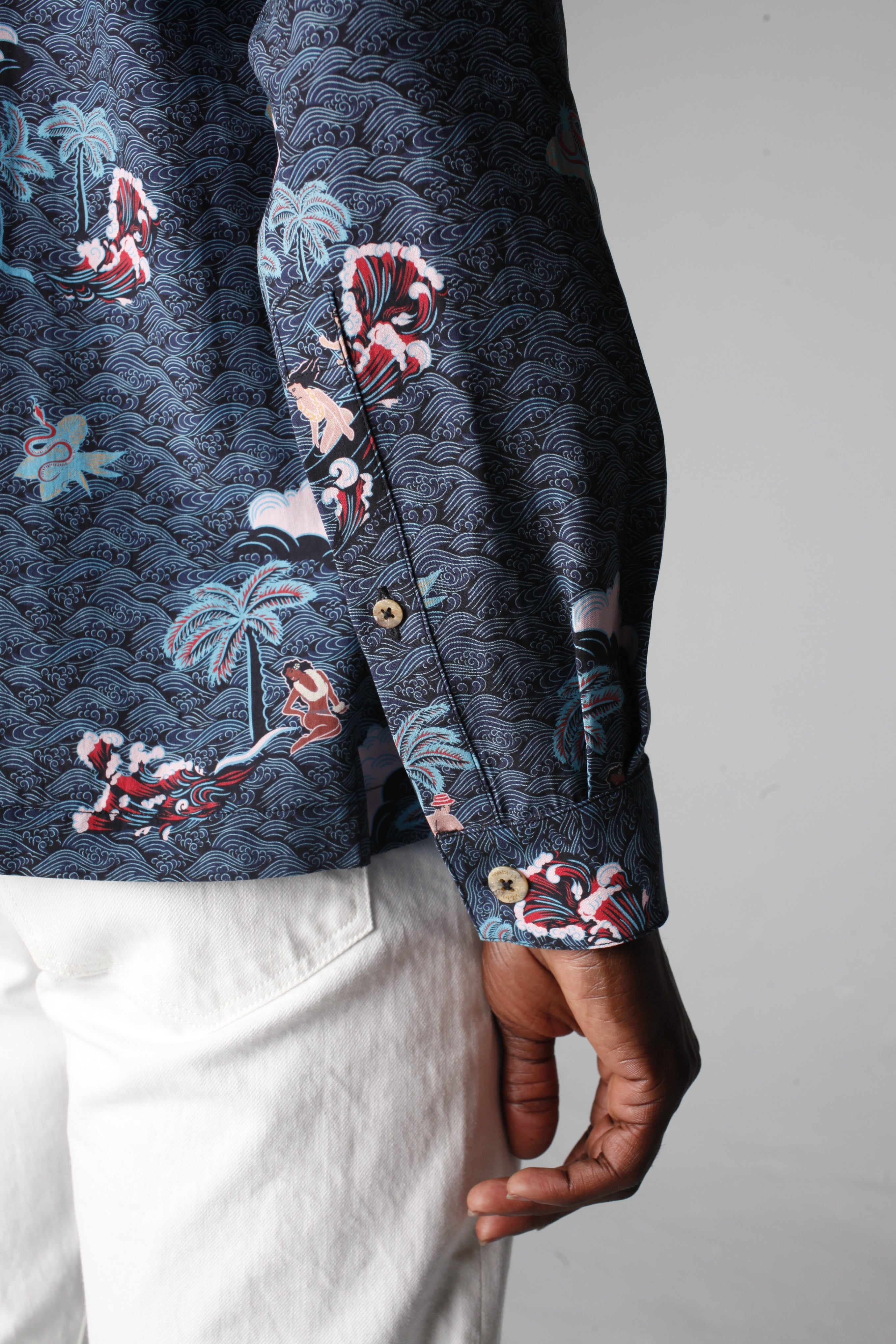 close up of sleeve button fastenings