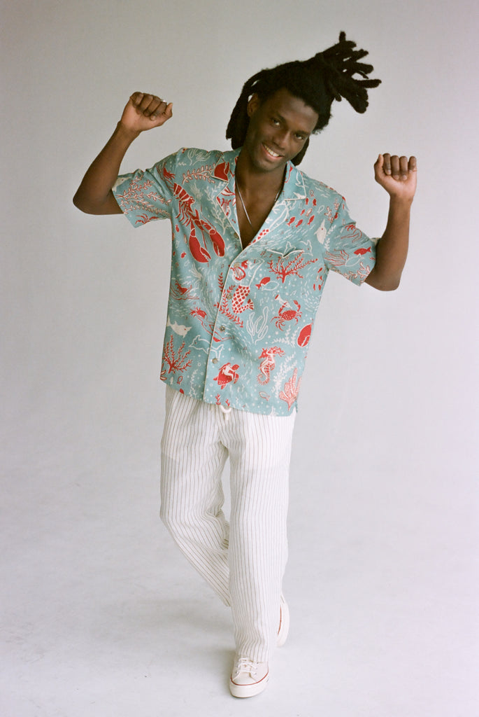 Male model dancing in the shirt