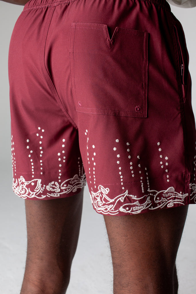 back view of the shorts on the male model