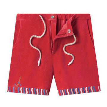 lay flat product photo of shorts unzipped and unbuttoned