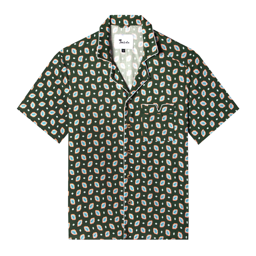 'Palm Mosaic' - Hawaiian Shirt, Short Sleeves (Green) – Tombolo Company