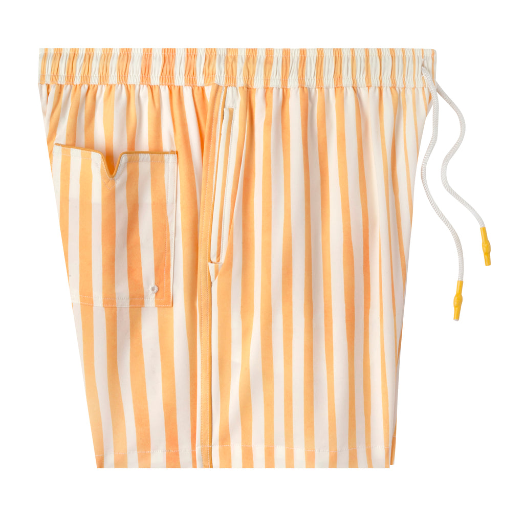 A pair of shorts with yellow and white stripes