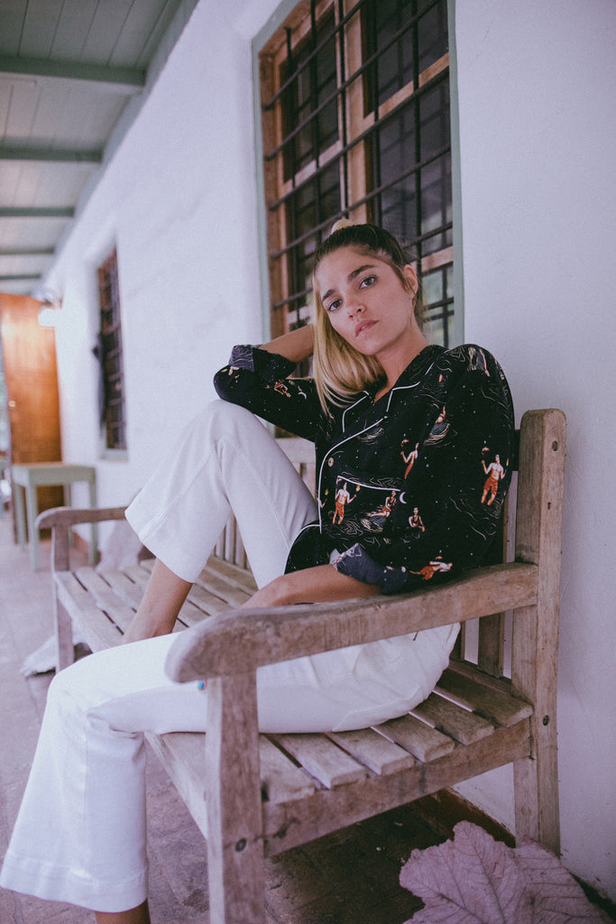 The ultimate blend of luxury pajamas and high fashion tropical shirts. Perfect for comfort. Perfect for a night out. Check out Tombolo's midnight snack print.