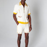 Dine al fresco in a Terry cloth shirt with all the ingredients you need for spaghetti alle vongole, part of a matching set with 'Vongole' Cabana Shorts