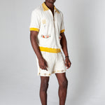 Man in studio wearing full matching vongole set in terry cloth