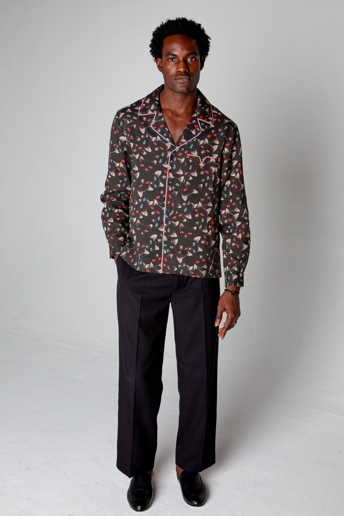 male model in shirt and black dress pants