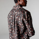 back view of male model in shirt showing box drop paneling