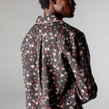 back view of male model in shirt showing box drop paneling